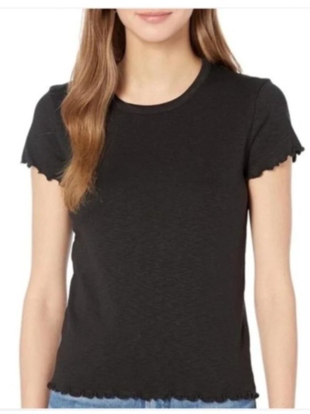 Madewell Lettuce Edge Baby Tee Black